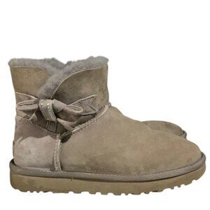 UGG Jackee Knot Sparkle Boots Women’s 7 Black Suede Shearling Winter Warm Cozy